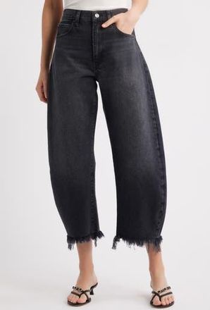 Frame Denim The Bubble Raw Hem Crop Baggy Jeans in Limitless Raw Fray at Nordstrom Rack, Size 28