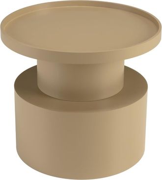 Macabane Mesa auxiliar redonda de madera pintada en color topo D45 cm