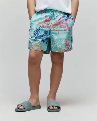 Psycho Bunny Kids Santino Swim Trunk 405 AQUA HAZE / M/10-12