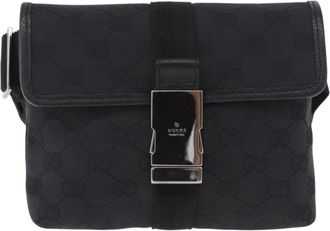 Prada Buckle Waist Nylon Black Canvas Handbag (Pre-Owned)
