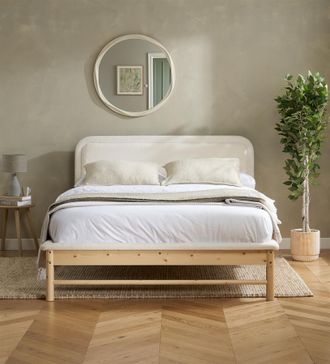 Birlea Emmi Scandi Bed White Boucle & Wood | Size: King