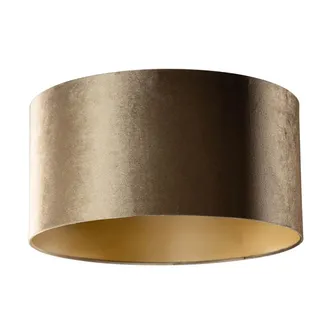 QAZQA Cl&aacute;sico/antiguo Algod&oacute;n Pantalla De L&aacute;mpara De Terciopelo Bronce Con Interior Dorado 50/50/25, Redonda Apto Para L&aacute;mpara Colgante Y De Pie - Qazqa