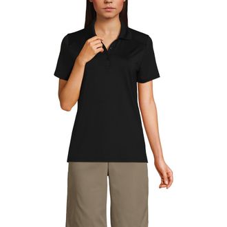 Lands End School Uniform Short Sleeve Feminine Fit Rapid Dry Polo Shirt in Black at Nordstrom, Size Xx-Small
