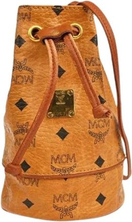 MCM Pre-owned Bucket Bags, female, Brown, Size: ONE SIZE Pre-owned Bucket Bag