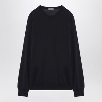 Drumohr Navy Blue Wool Crew Neck Sweater