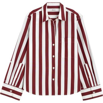 Madewell The Signature Cotton Poplin Y-Neck Shirt in Dusty Merlot at Nordstrom, Size Xx-Small