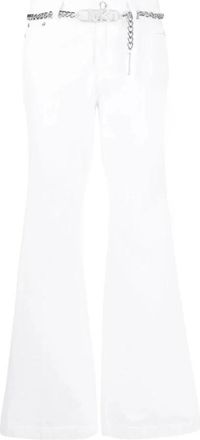 Michael Kors Witte Flare Chain Belt Denim Jeans - Dames - Flared Jeans - Wit - M - Denim - Jeans