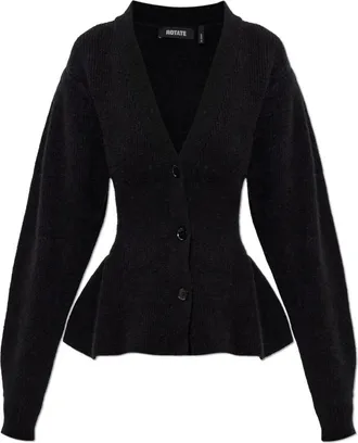 Rotate Rotate Birger Christensen, Truien & Vesten, Dames, Zwart, M, Wol, Cardigan met Peplum