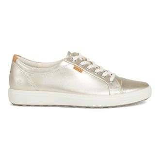 Ecco Ecco Soft 7 430003 Full Grain Leather Womens Fashion Trainers - Pure White Gold - Size:UK 6.5-7