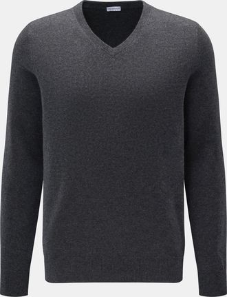 Braun Hamburg Men - Cashmere V-neck jumper dark grey mottled