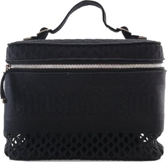 Dior Black Canvas Mesh Embroidered Diortravel Vanity Case