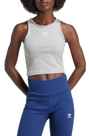 adidas Originals Essentials Lifestyle Rib Crop Tank Top in Mgreyh at Nordstrom, Size X-Small
