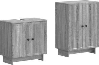 vidaXL Juego De Gabinete De Ba&ntilde;o De 2 Piezas Ede Sonoma Gris Vidaxl