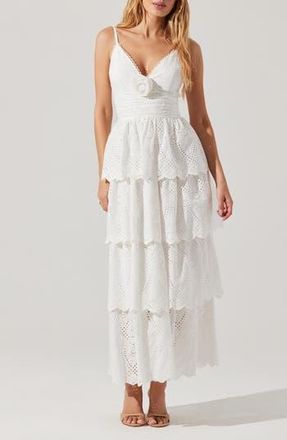 ASTR the Label Faeryn Tiered Cotton Maxi Dress in White at Nordstrom Rack, Size X-Small