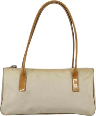 Prada Pre-owned Shoulder Bags, female, Beige, Size: ONE SIZE Pre-owned Vintage Nylon Shoulder Bag