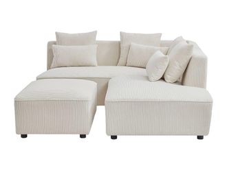 VENTE-UNIQUE.COM Sof&aacute; rinconera terciopelo beige