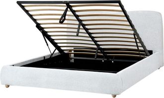 Beliani Minimalist Storage Ottoman Bed eu King Size 5ft3 Modern Light Grey Blagnac