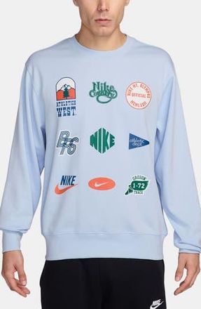 Nike Sportswear Club French Terry Crewneck Sweatshirt in Hydrogen Blue/Obsidian at Nordstrom Rack, Size Xx-Large