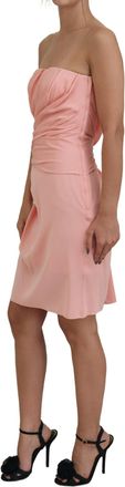 Dolce & Gabbana Womens Pink Silk Stretch Strapless Sheath Dress