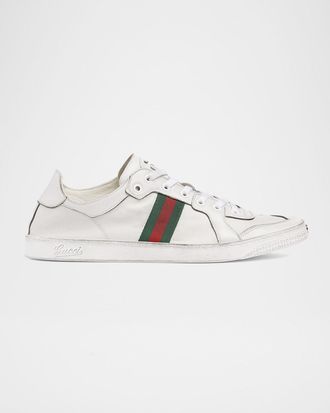 Gucci Men & apos;s Stretch Leather Low-Top Sneakers