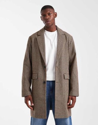 Jack & Jones Soprabito marrone a quadri effetto lana