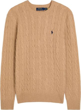 Polo Ralph Lauren Logo Cable-knit Wool and Cashmere-blend Jumper - Camel - Xxl