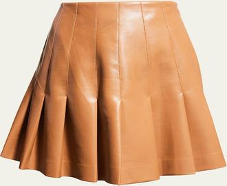 Alice & Olivia Carter Vegan Leather Pleated Mini Skirt