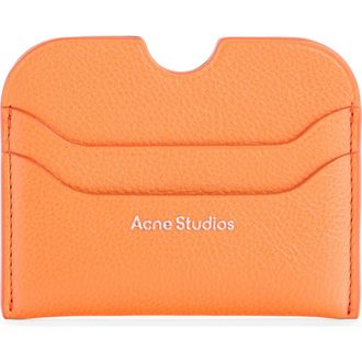 Acne Studios Large Elmas Leather Card Holder in Pumpkin Orange at Nordstrom