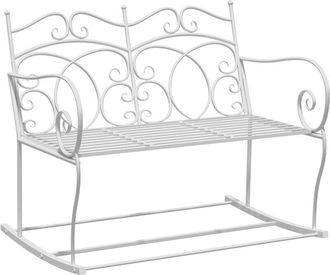 OUTSUNNY 2 Seater Metal Garden Bench Outdoor Rocking Chair Patio White Love Seat