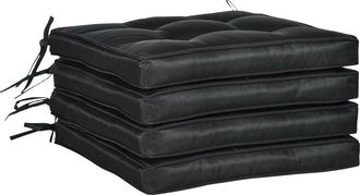 OUTSUNNY 42 x 42cm Replacement Garden Seat Cushion Pad with Ties - Black | TJ Hughes