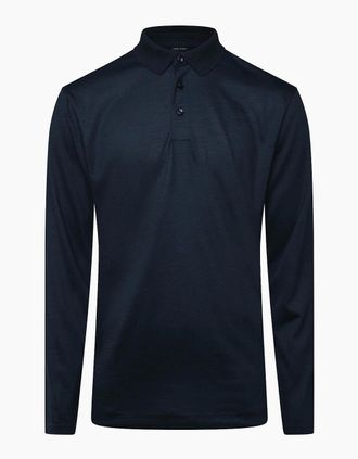 HUGO BOSS Mens H-Pado 110 Long Sleeve Polo Shirt - Navy - Size: 40