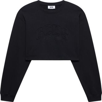 GCDS Felpa Crop Sweatshirt - Dames - Longsleeves - Zwart - XL - Katoen - Tops
