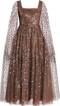 Needle & Thread sequin-embellished midi dress - Brown