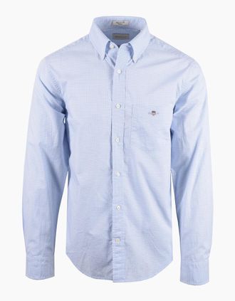 GANT Mens GANT REG CLASSIC POPLIN GINGHAM SHIRT LIGHT BLUE - Size: 40