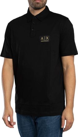 A|X Armani Exchange Box-Logo Poloshirt, Zwart