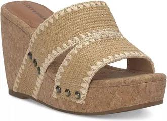 Lucky Brand Womens Vickta Elastic Wedge Sandal In Dark Natural