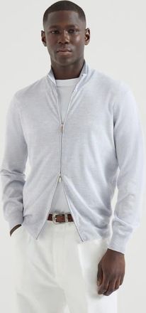 Brunello Cucinelli Cashmere and silk cardigan in Pale Blue at Nordstrom, Size 54 It