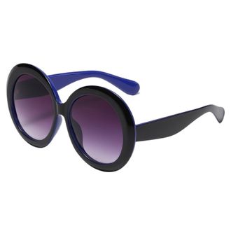 Generic Fashion Round Large Frame Sunglasses Men And Women UV400 Outdoor Vacation Photo Party Sun Glasses(Blue)