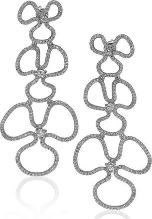 Suzy Levian Sterling Silver Cubic Zirconia Flower Drop Dangle Earrings