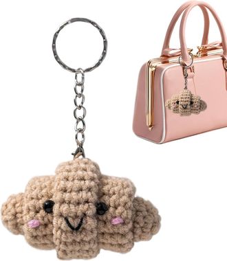 Generic Crochet Croissant Pendant,Funny Purse Keychain Charm - Adorable Fashion Accessories, Home Decoration for Living Room, Bedroom, Study