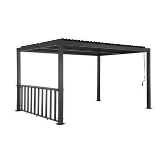 Sweeek P&eacute;rgola bioclim&aacute;tica de aluminio y acero 3x3m + barra 3m, antracita