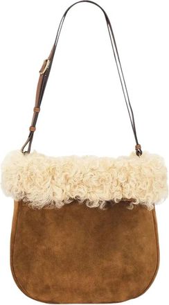 Saint Laurent Su&egrave;de Schoudertas met Shearling Profiel - Dames - Schoudertassen - Veelkleurig - ONE Size - Su&egrave;de - Tassen