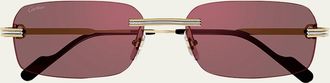 Cartier Mens CT0271Sm Rimless Rectangle Sunglasses