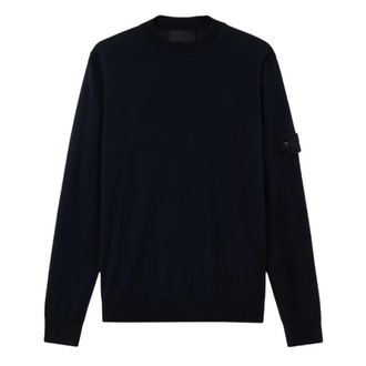 Stone Island Round-neck Knitwear, male, Blue, Size: M Stone Island Sweaters Blue