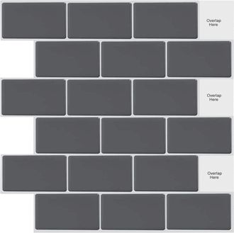 OEM Paquete De 10 Adhesivos De Pared 3d De Color Gris Oscuro, Aptos Para Cocinas Y Ba&ntilde;os (30,5 X 30,5 Cm)