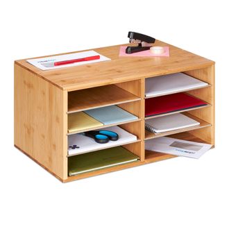 Relaxdays Portadocumenti Da Scrivania, 8 Scomparti A4, Organizer Lettere E Documenti, Hlp 25x49x31 Cm, Bamb&ugrave;, Naturale - Relaxdays