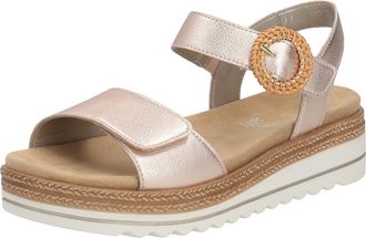 Remonte Keilsandalette REMONTE, Damen, Gr. 36, braun (kupferfarben), Leder, metallic, Schuhe Keilsandalette, Sommerschuh, Riemchensandale mit praktischen Klet