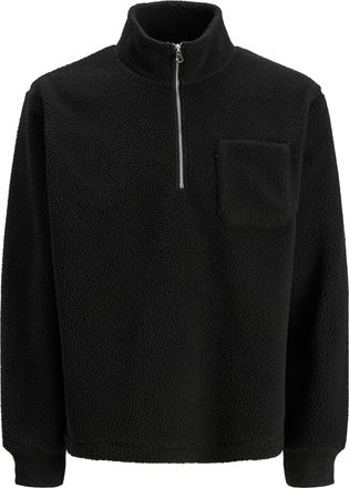 Jack & Jones Sweatshirt JACK & JONES JORGREENE TEDDY SWEAT HIGH NECK, Herren, Gr. M, schwarz, angeraute Sweatware, Obermaterial: 100% Polyester, unifarben, relaxed
