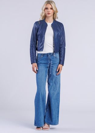 Freaky Nation Lederjacke FREAKY NATION Lederjacke-FN, Damen, Gr. M (38), blau, Oberstoff: 100% Leder; Futter: 100% Baumwolle, normal, Jacken Lederjacke