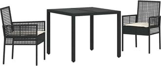 vidaXL Conjunto De Comedor De Jard&iacute;n 3 Pcs Negro Polirat&aacute;n Vidaxl